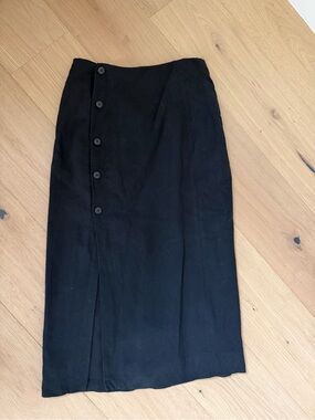 Madewell Black Button-Front Midi Skirt